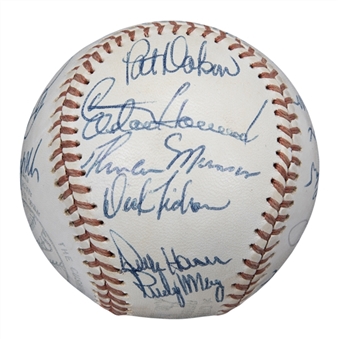 1974 New York Yankees Team Signed OAL MacPhail Baseball With 23 Signatures Including Munson, Murcer & Howard (Beckett)
